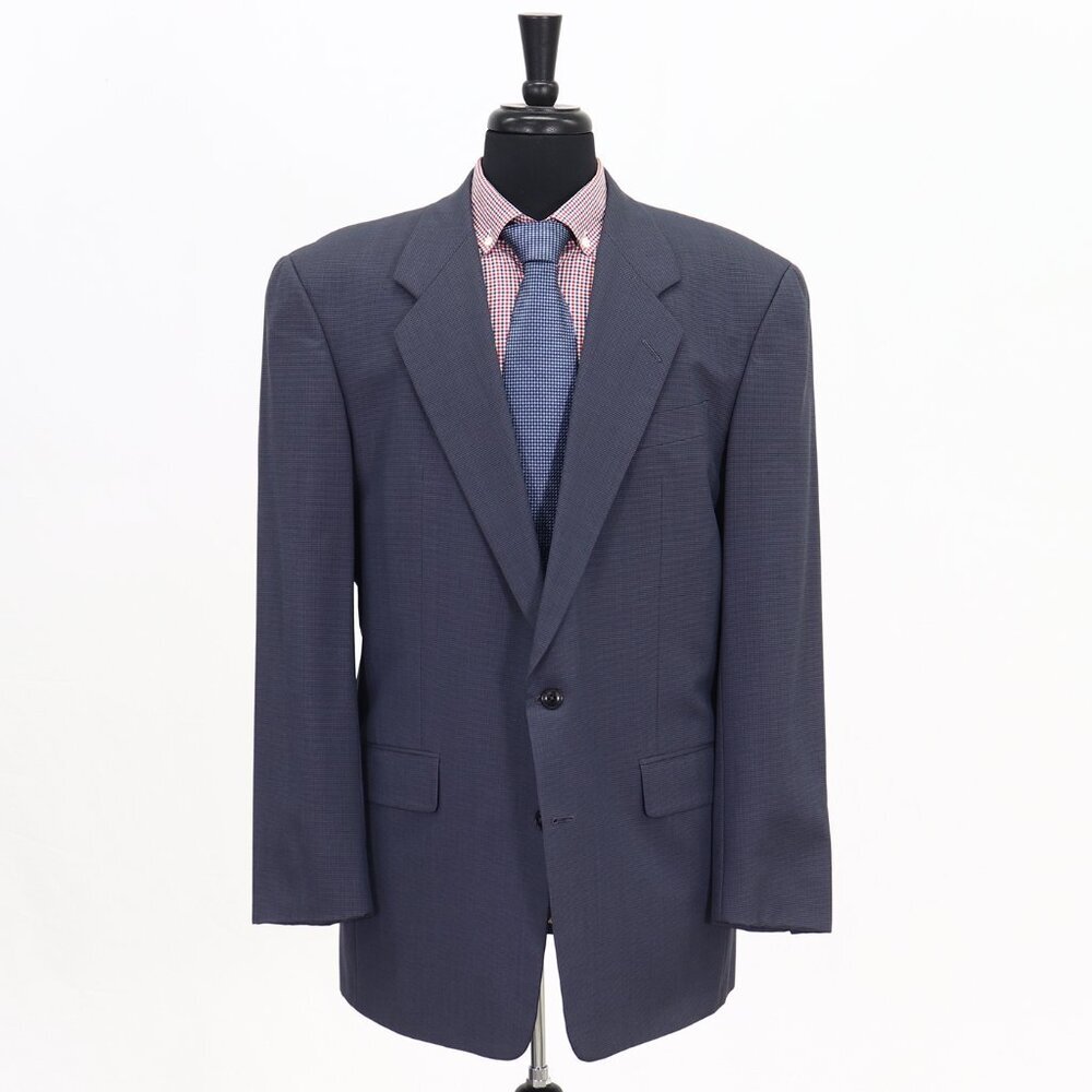 Vintage Hickey Freeman Union Made USA 43L Blue 2B Sport Coat Blazer Jacket G793